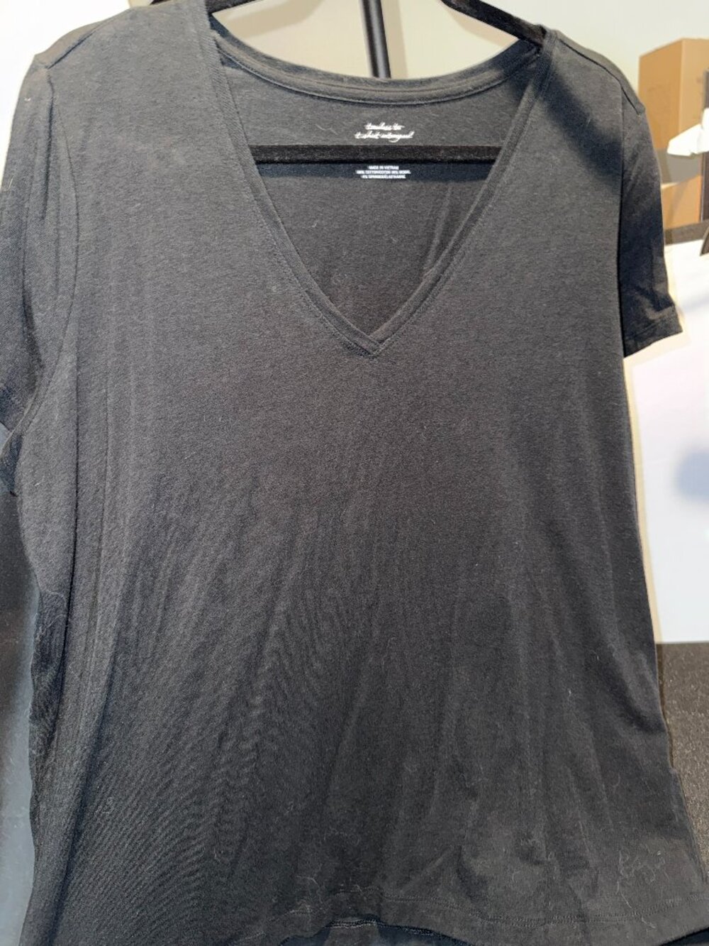 Banana Republic Timeless Tee XL Black V-Neck Cotton Modal Stretch Top